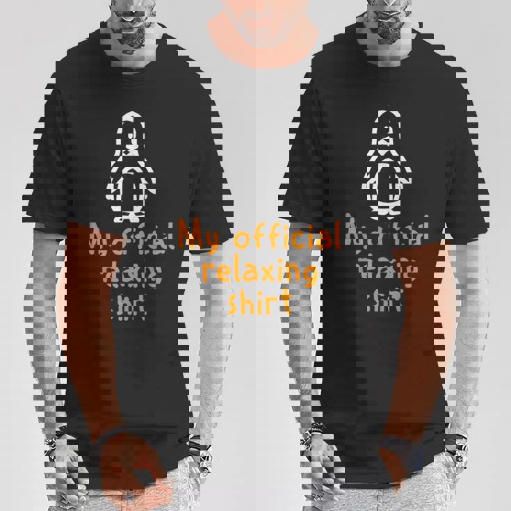 公式ペンギンリラックスタイムジョークミニマル癒し Tシャツ 面白い贈り物