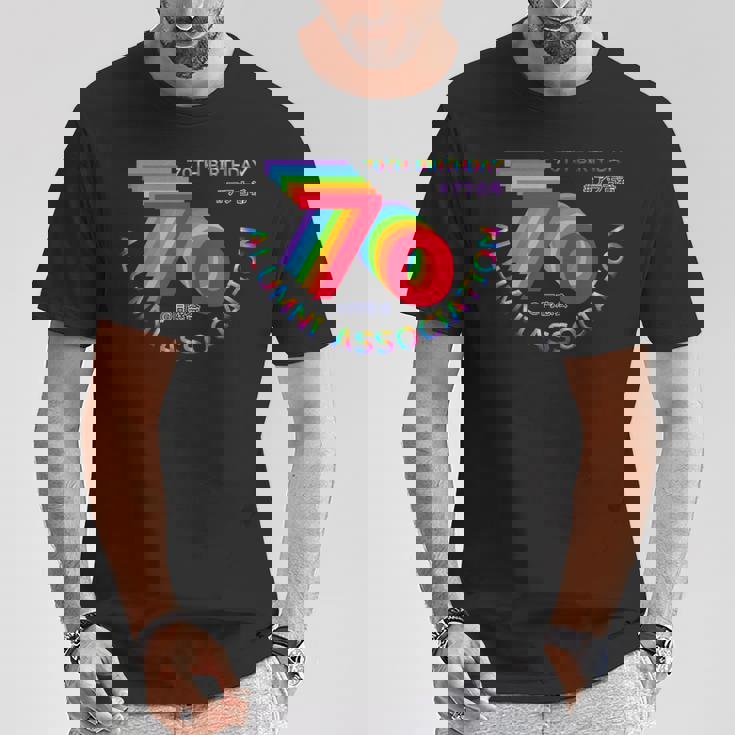 古希 同窓会 70歳 アラ古希 70歳誕生日 古希祝い 長寿 七色 70古希の集まり レインボーカラー 虹色 長袖tシャツ Tシャツ 面白い贈り物