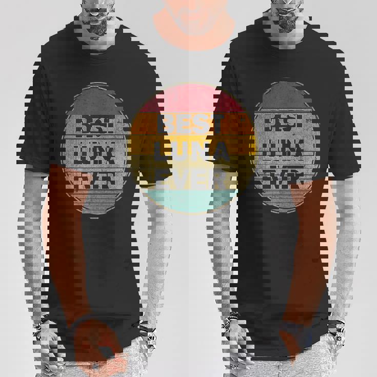 名前入り Luna I Love Luna レトロ ビンテージスタイル Tシャツ 面白い贈り物