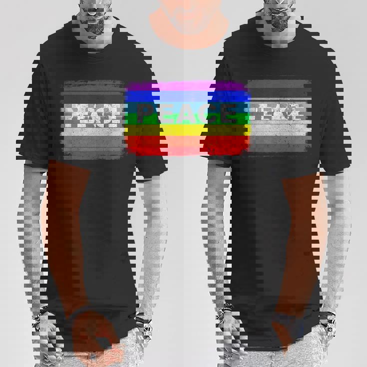平和 シンボル 国旗 色 戦争反対 虹 Peace No Warintage Tシャツ 面白い贈り物