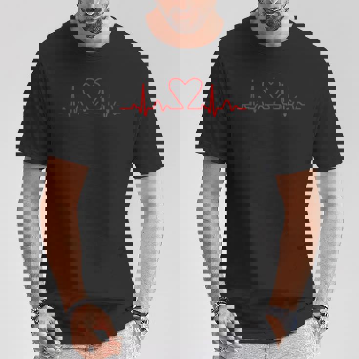 心臓のライン ハートパルス心電図 Tシャツ 面白い贈り物