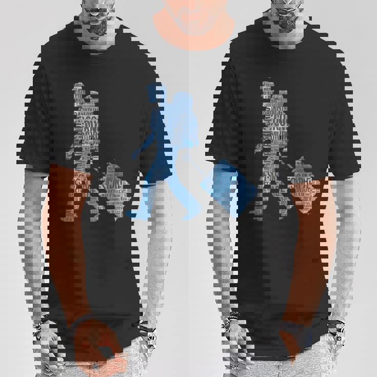 旅への冒険心を抱くシルエットデザイン 世界を巡る旅人たち Tシャツ 面白い贈り物