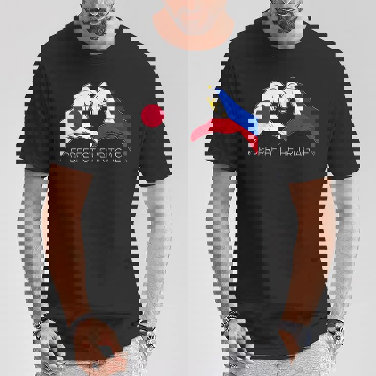 日本とフィリピン フィリピン人 日本人パーフェクトヘリテージ ヘア Tシャツ 面白い贈り物