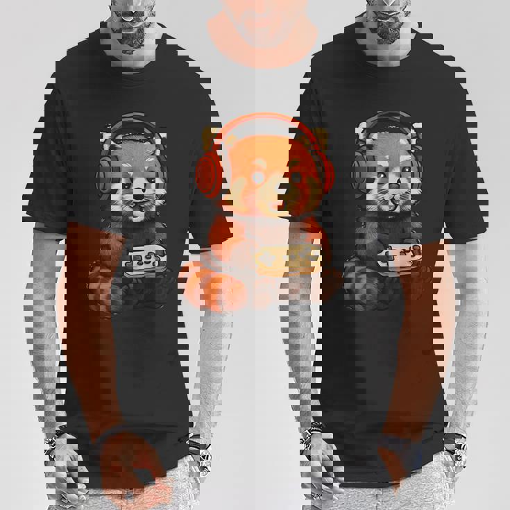 日本のレッサーパンダ ゲーマー アニメ レトロ ビデオゲーム ヴィンテージ Tシャツ 面白い贈り物