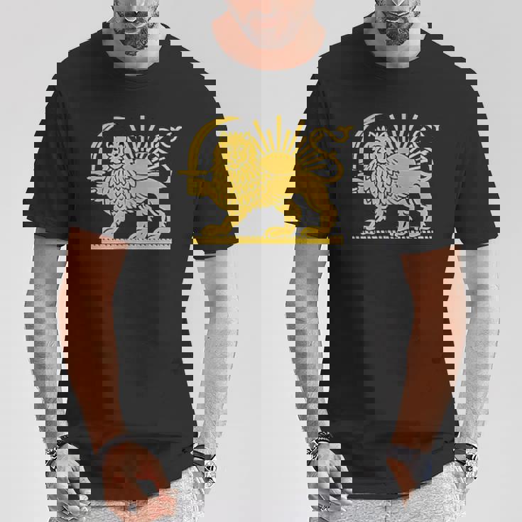 無料のイランライオンと太陽の旗 – ペルシャの遺産シンボルデザイン Tシャツ 面白い贈り物