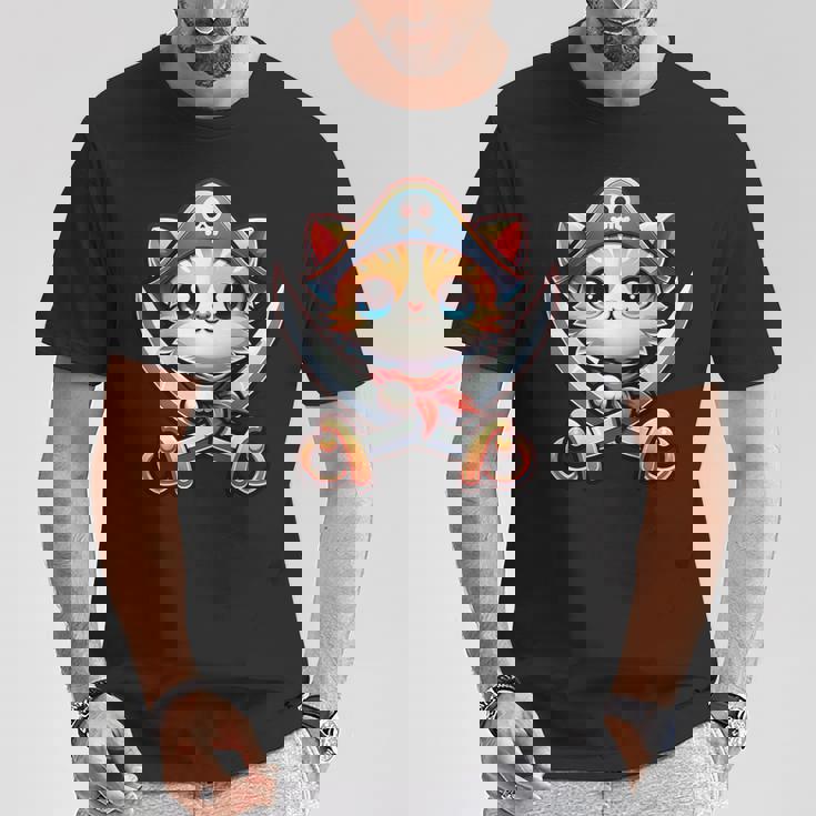 猫 海賊 キャプテントーク 海賊の日 幼児 女の子 男の子 Tシャツ 面白い贈り物