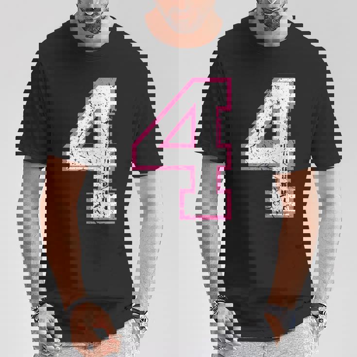 番号 4 ピンクのお気に入りの番号 Tシャツ 面白い贈り物