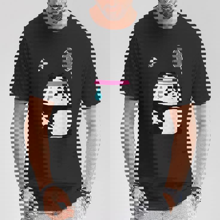 疲れきったバドミントンパンダ 面白いかわいいシャトルコック動物 Tシャツ 面白い贈り物