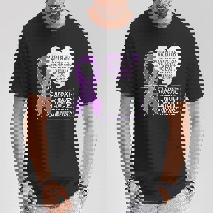 膵臓がん啓発 ハートトゥハート パープルリボン Tシャツ 面白い贈り物