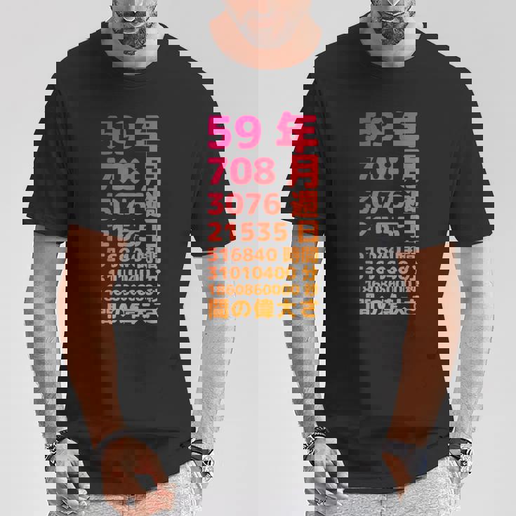 面白い59歳の誕生日の古いメーター 面白い59歳のギフト 女性 男性 面白い電卓 59歳の誕生日のギフト Tシャツ 面白い贈り物