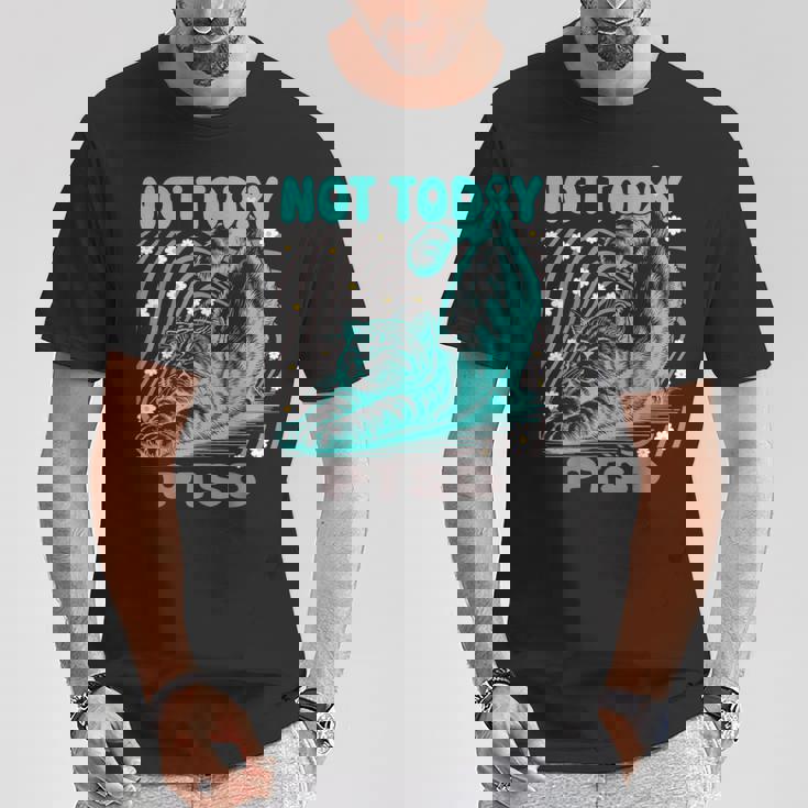 面白いptsd啓発リラックス猫は今日ではありません Tシャツ 面白い贈り物