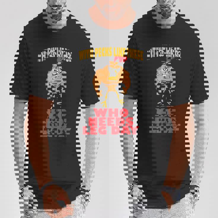 面白いジムフィットネスワークアウトtシャツ チキンレッグ Tシャツ 面白い贈り物