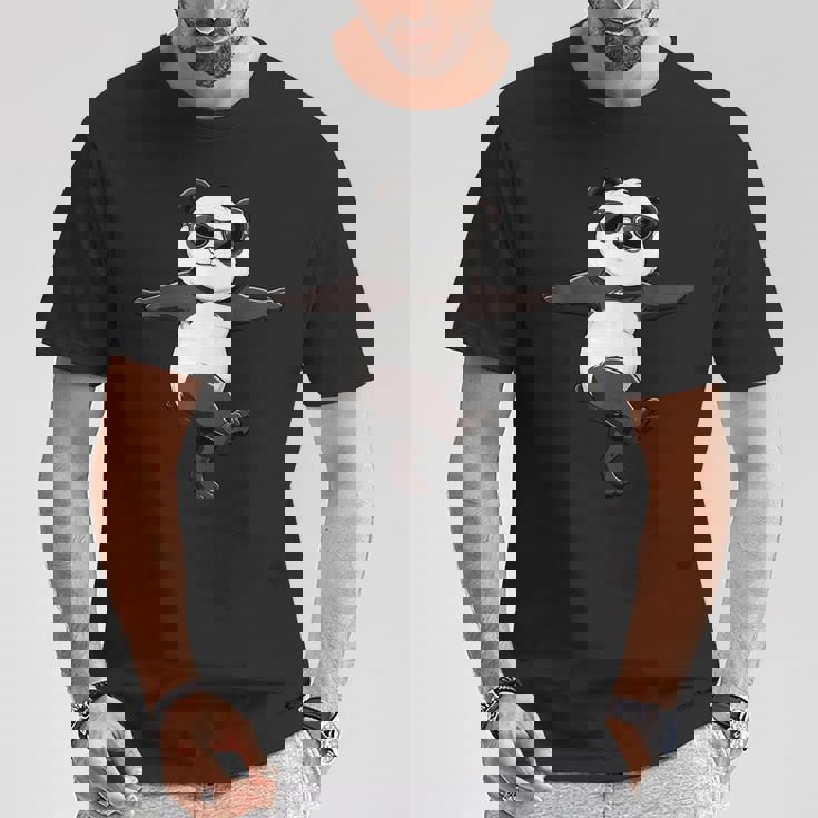 面白いパンダダンシングダンスポーズサングラス Tシャツ 面白い贈り物