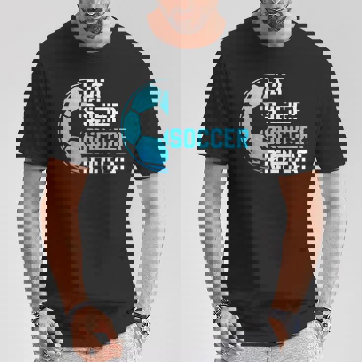 食べる、寝る、サッカーを繰り返す、面白いスポーツ、サッカー愛好家 Tシャツ 面白い贈り物