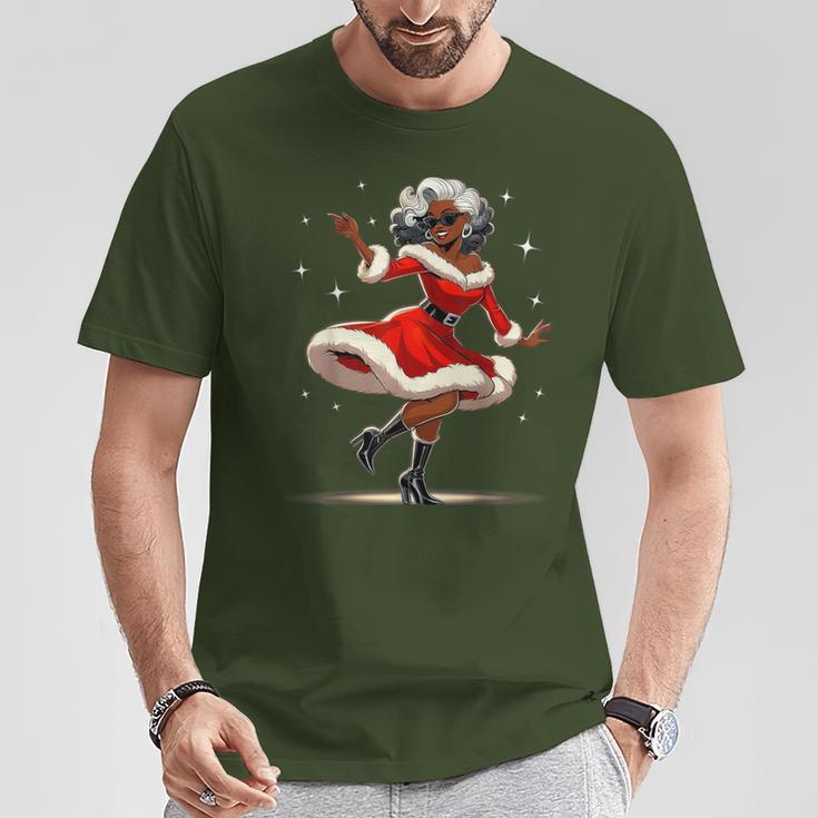 African Santa Wife Dancing African American Christmas T-Shirt Unique Gifts