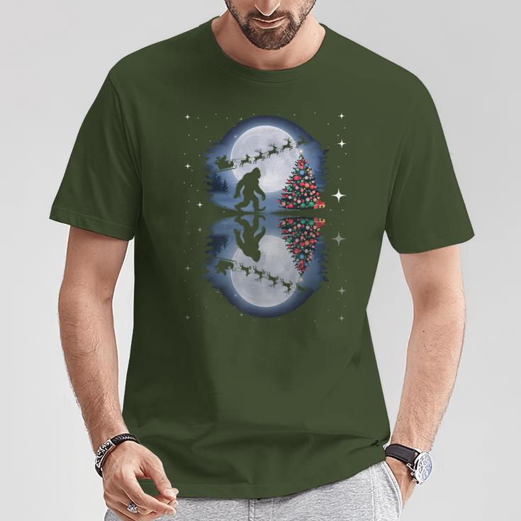 Bigfoot Christmas Santa Sleigh Reindeer T-Shirt Unique Gifts