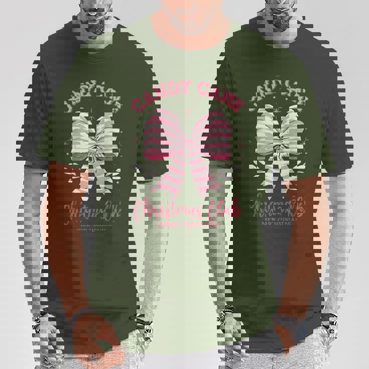 Pink Candy Cane Christmas Club Cute Coquette Bow Girl T-Shirt Unique Gifts