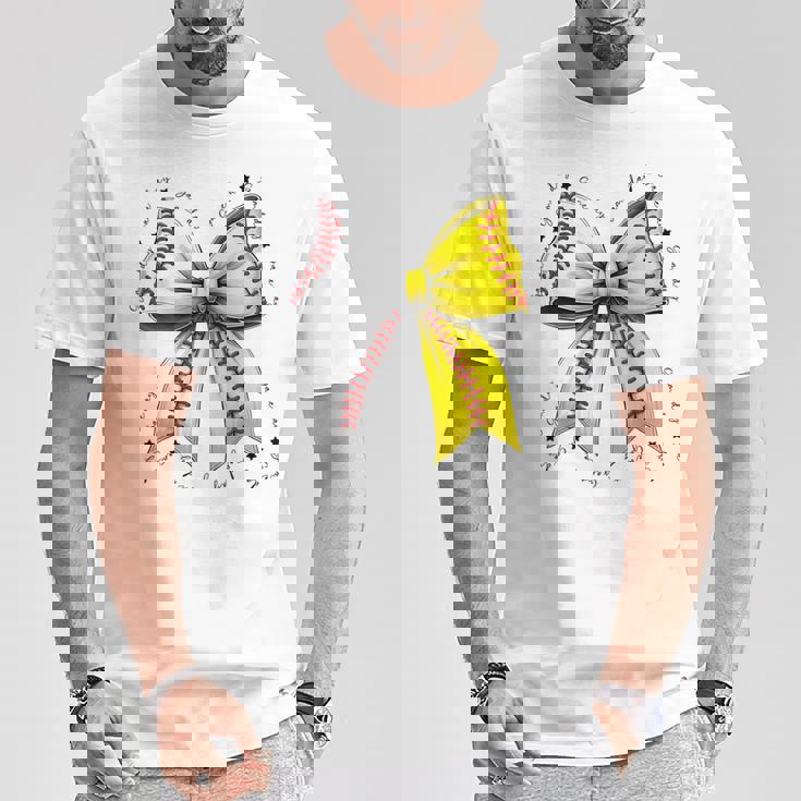 Baseball Softball Bow Coquette Baseball Mom Mama T-Shirt Unique Gifts