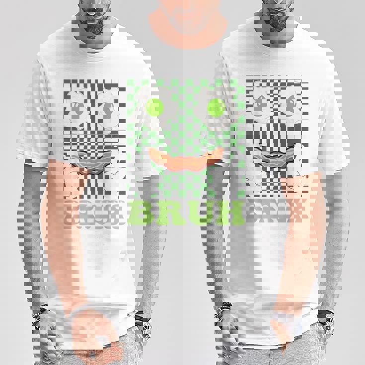 Bruh Green Face Eggs And Bacon Ham 朝食 聖パトリックズ Tシャツ 面白い贈り物