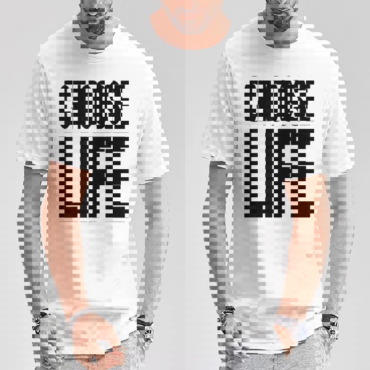 Choose Life 前面と背面の両面デザイン Tシャツ 面白い贈り物