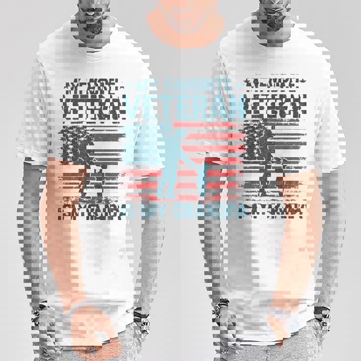 My Favorite Veteran Is My Grandpa Veterans Day Military Papa T-Shirt Unique Gifts