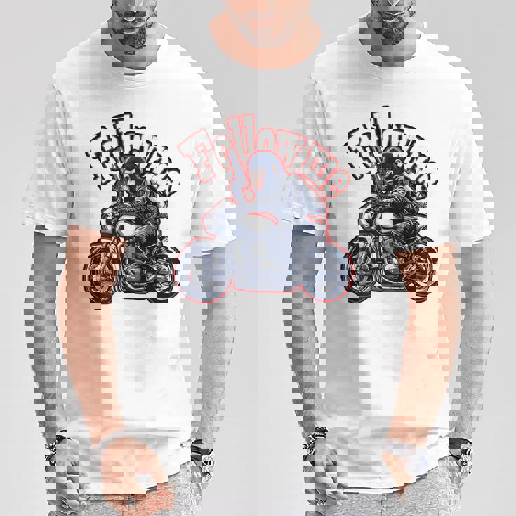 Followmeバイクに乗るゴリラのバックプリントデザイン Tシャツ 面白い贈り物
