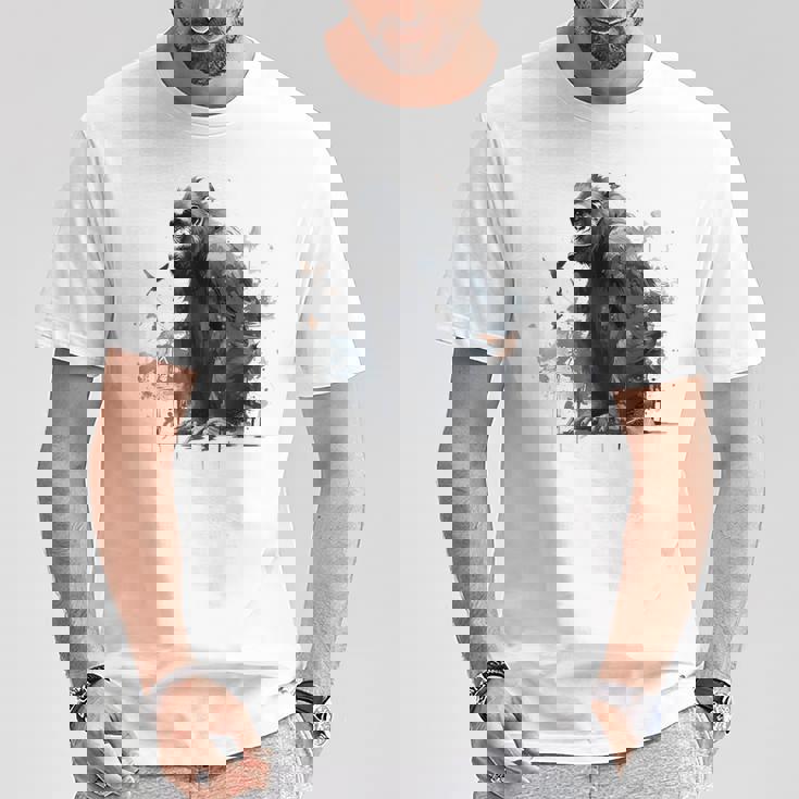 Gorilla Lover アートワーク 鳥 動物 モチーフ ゴリラ Tシャツ 面白い贈り物