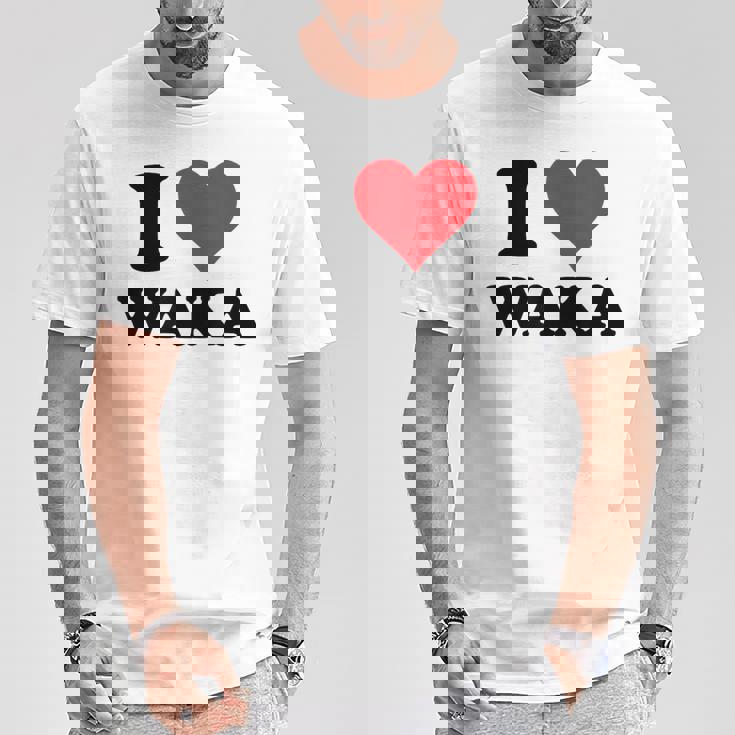 I Heart Waka ファーストネーム I Love パーソナライズ Tシャツ 面白い贈り物