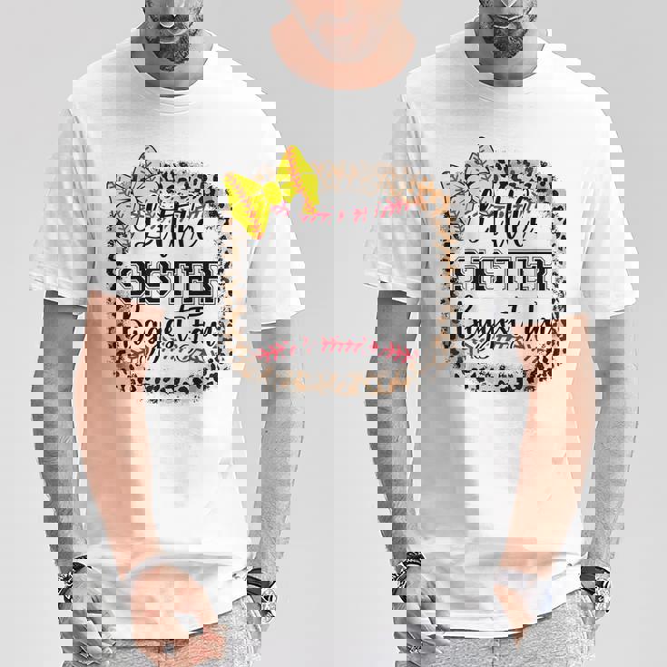 Little Sister Biggest Fan Softball Bow Catcher N Girl Mom T-Shirt Unique Gifts