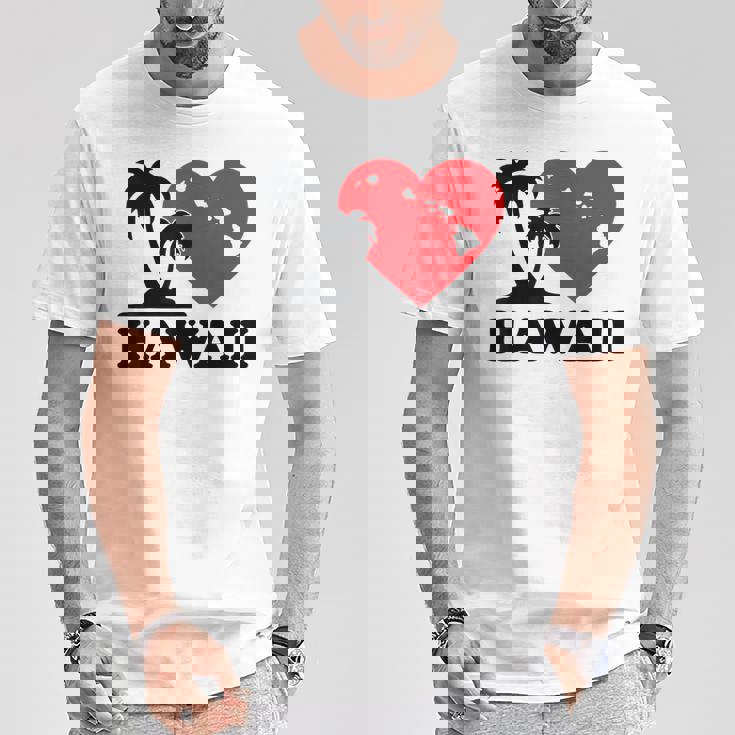 I Love Hawaii ハワイアンハートパーム レディース メンズ ボーイズ ガールズ Tシャツ 面白い贈り物