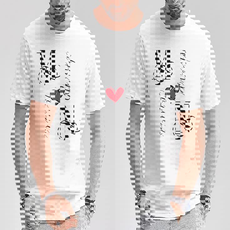 M & N カップル イニシャル 結婚式 記念日 新築祝い Tシャツ 面白い贈り物