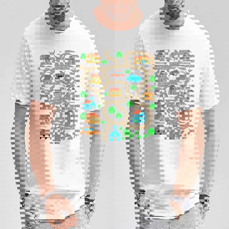 Play Cars On Dad's Back Mat Road Car Race Track Festa Del Papà Maglietta Regalos divertidos