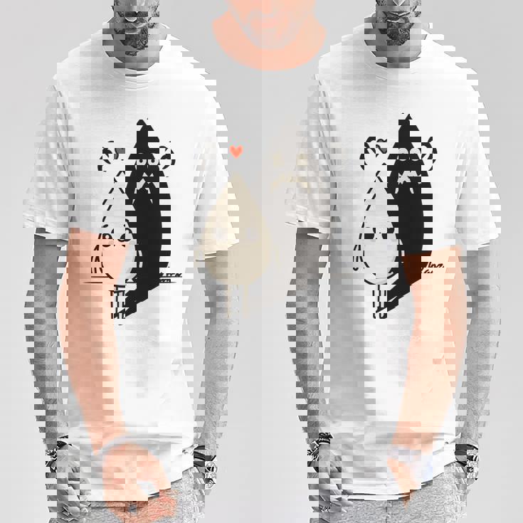 かわいい影モンスター コントラスト イラスト 長袖tシャツ Tシャツ 面白い贈り物