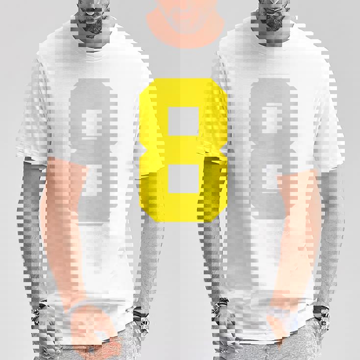 イエローナンバー8 背面 スポーツチームジャージ番号 Tシャツ 面白い贈り物