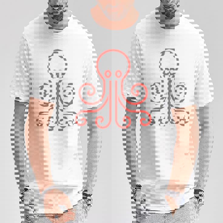 イカ 動物 面白い小さなタコ シンプルなイカ Tシャツ 面白い贈り物