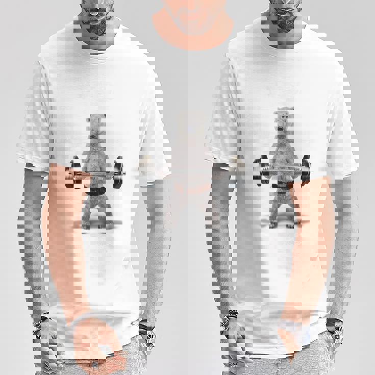 ウェイトリフティング 筋トレ バーベル やる気がないなら家に帰れ 白熊 しろくま Tシャツ 面白い贈り物