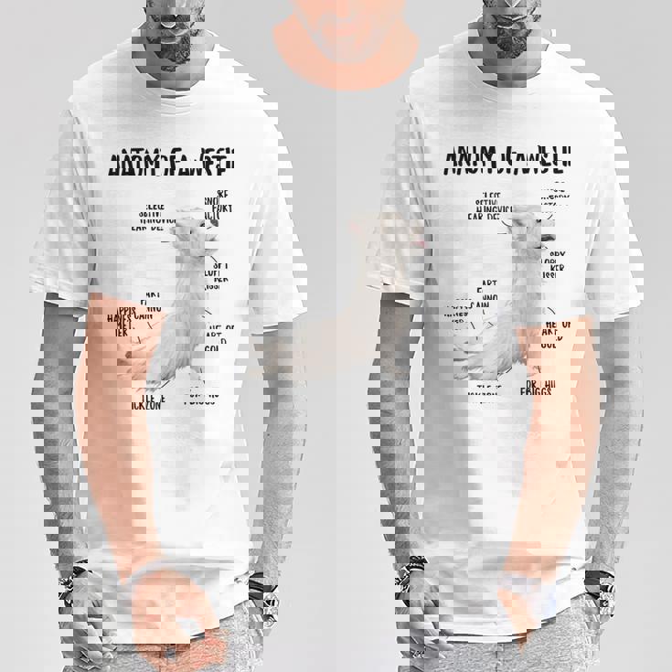 ウエスト・ハイランド・ホワイト・テリア犬の子犬ウェスティの解剖学 Tシャツ 面白い贈り物