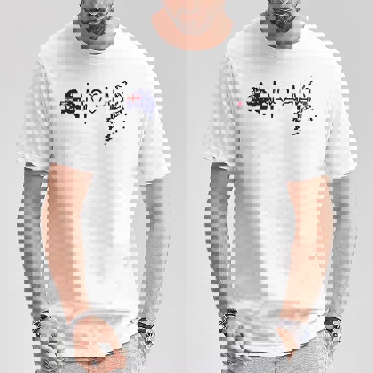 オーストラリア 日本 ハートビート オーストラリア 日本国旗 Tシャツ 面白い贈り物