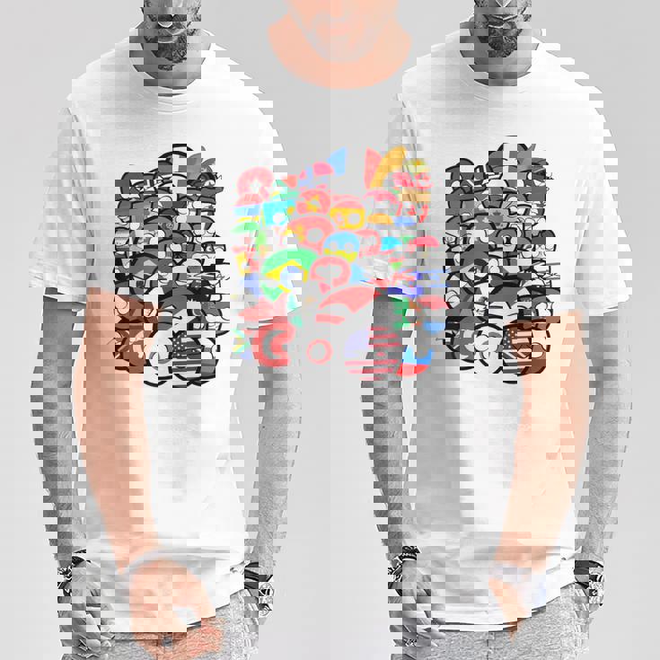 カントリーボールまたはポーランドボールの各国のグループ写真 Tシャツ 面白い贈り物