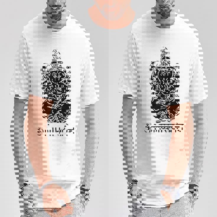 ガネーシュtシャツ サンスクリット語 ガネーシャマントラ Tシャツ 面白い贈り物