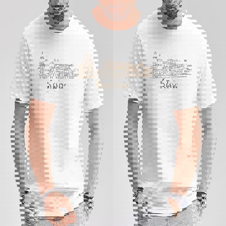 クラクフ ポーランド 旅行 お土産 パノラマ シティ ランドマーク ギフト Tシャツ 面白い贈り物