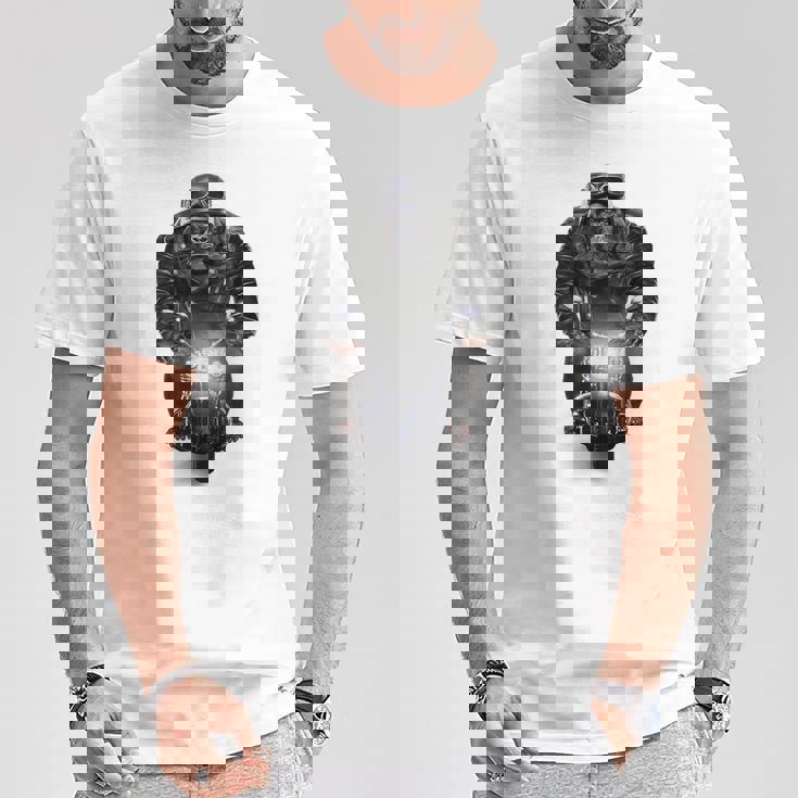 ゴリラ 動物 バイク ヘルメット Tシャツ 面白い贈り物