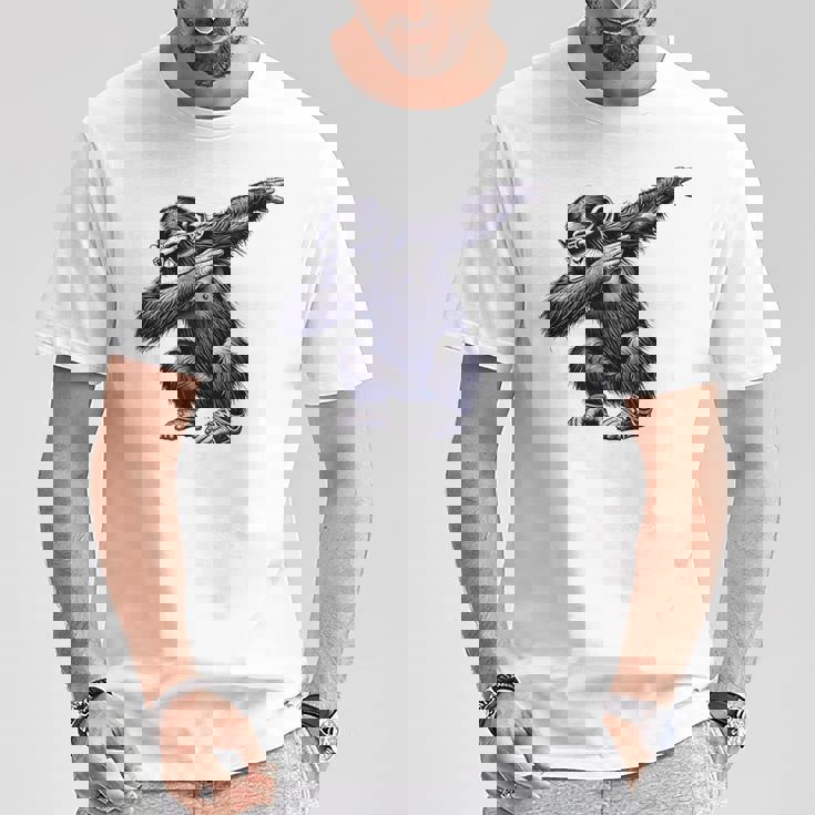 サングラスをかけたダブダンスを踊るチンパンジー猿 Tシャツ 面白い贈り物