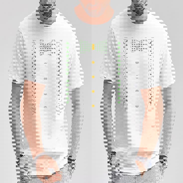 シャムロック 蝶ネクタイ & サスペンダー セントパトリックデー コスチューム Tシャツ 面白い贈り物