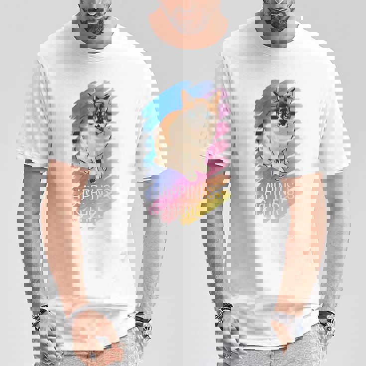 シャム猫 ラグドール ネコ 青い瞳 ブルーアイ かわいい 癒し 幸せ 前向き 猫好き グラデーション Tシャツ 面白い贈り物