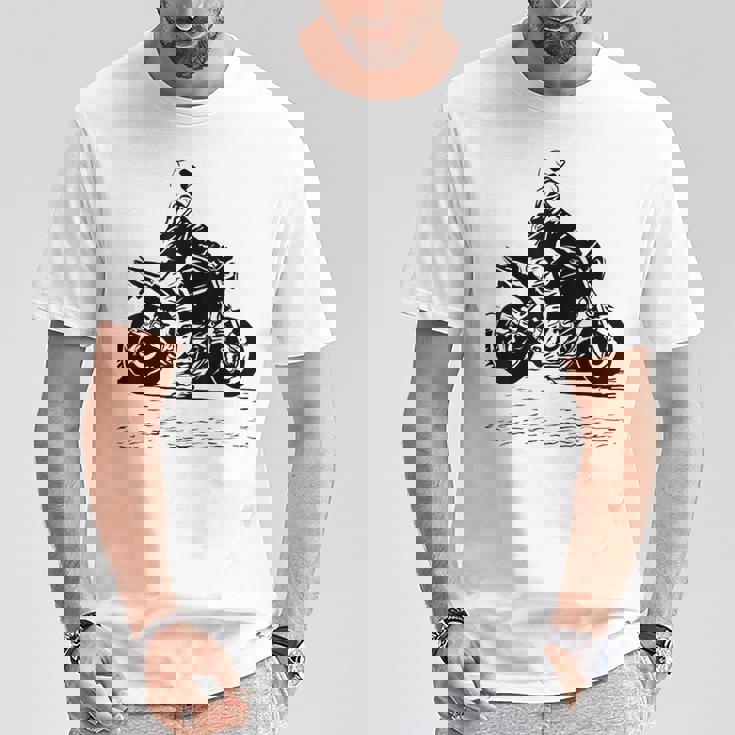 バイク オリジナル作品 タトゥーバイカーv650-Twin Cafe Tシャツ 面白い贈り物