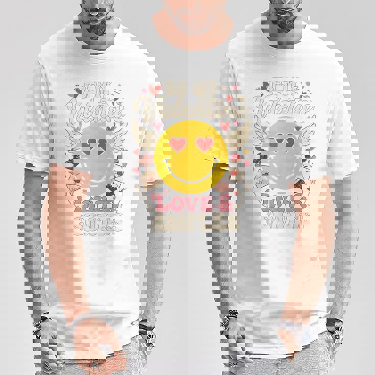 バレンタイン スマイルフェイス ハート 翼 かわいい 愛 チョコレート Tシャツ 面白い贈り物