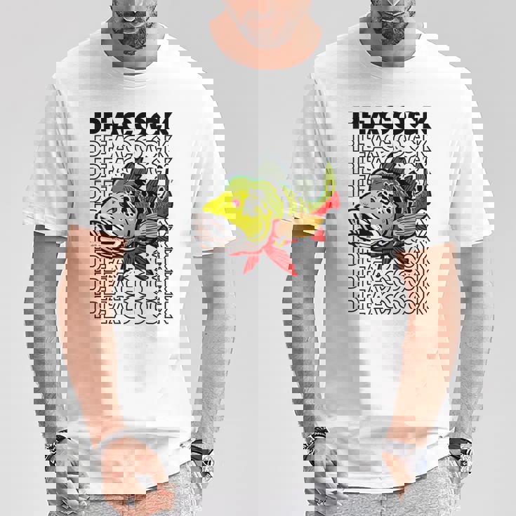 ピーコックバス 80 年代スタイルのモンスターフィッシュキーパー Tシャツ 面白い贈り物