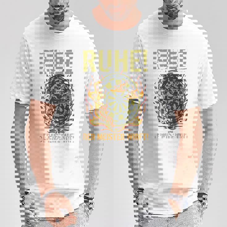 メンズ マスタースローダーツとダーツプレーヤーのバックプリント残り Tシャツ 面白い贈り物