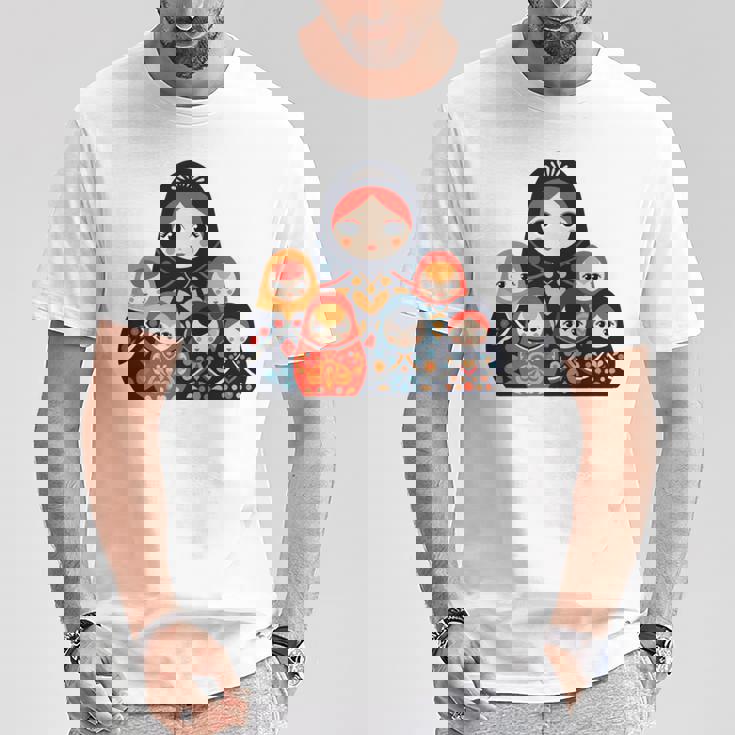 マトリョーシカ ロシア人形 入れ子人形 マトリョーシカ 長袖tシャツ Tシャツ 面白い贈り物